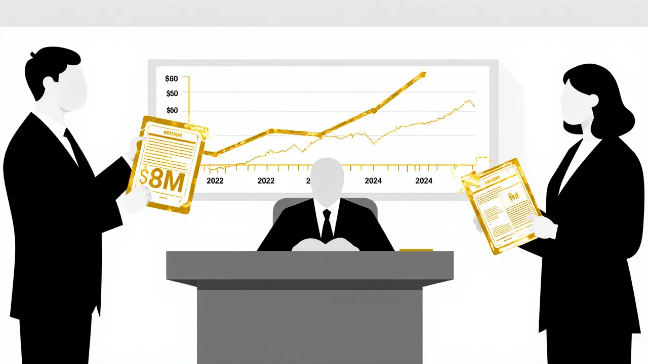 Судебное заседание с противоположными ценами и отчетом оценки, символизирующим справедливость.