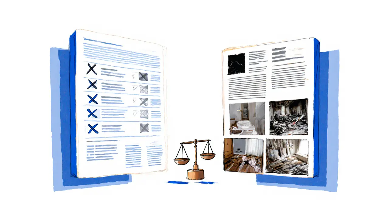 Сравнение двух отчетов об ущербе: от страховой и независимого эксперта.