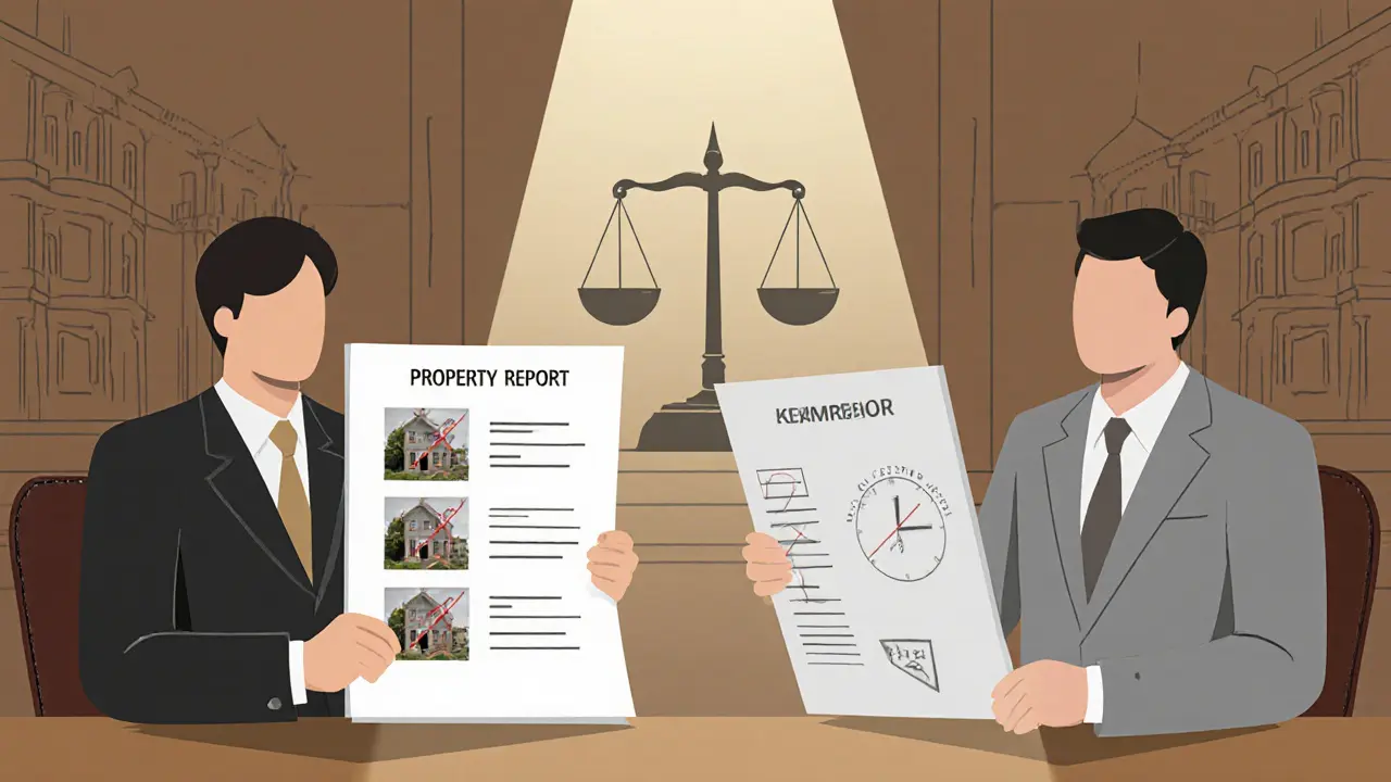 Юрист представляет встречный отчет оценки в суде, противопоставляя устаревшие и актуальные данные.