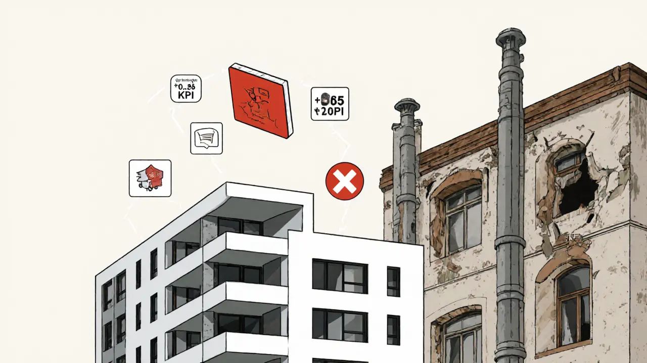 Современная квартира с цифровым паспортом и логистической нишей на фоне старого дома с изношенными коммуникациями.