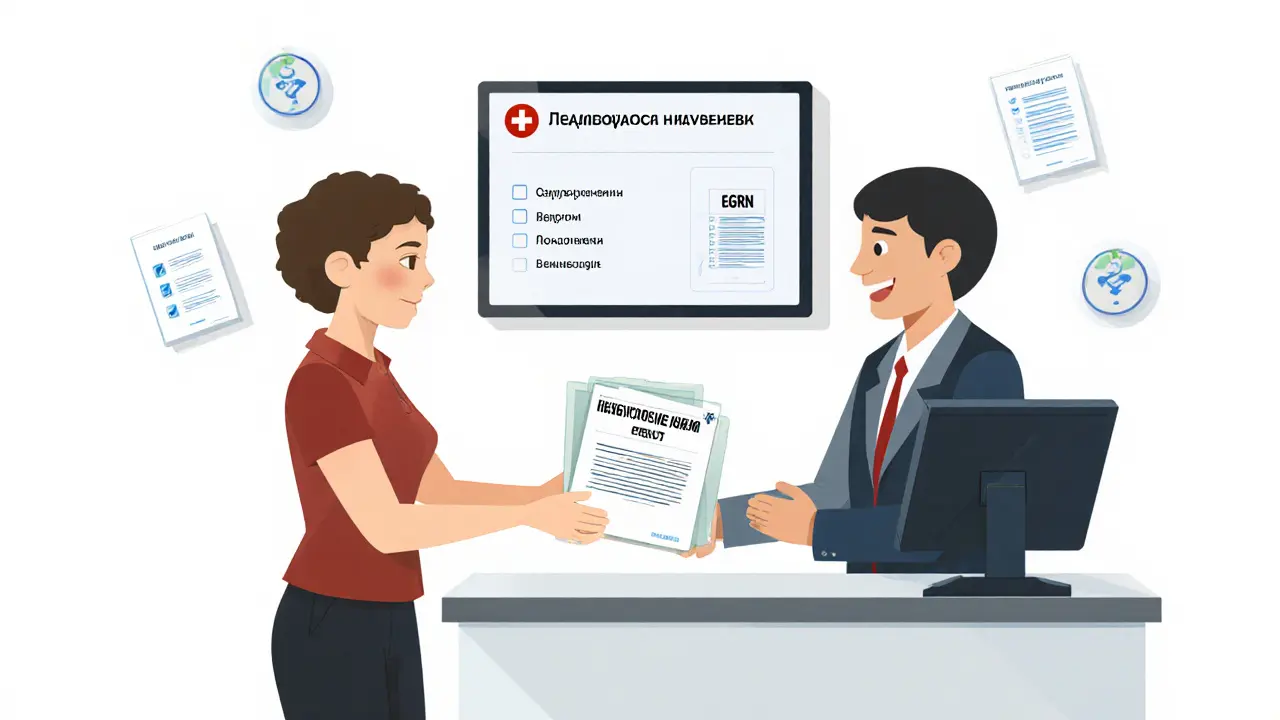 Родитель подает документы в МФЦ, на экране — успешная регистрация долей детей.