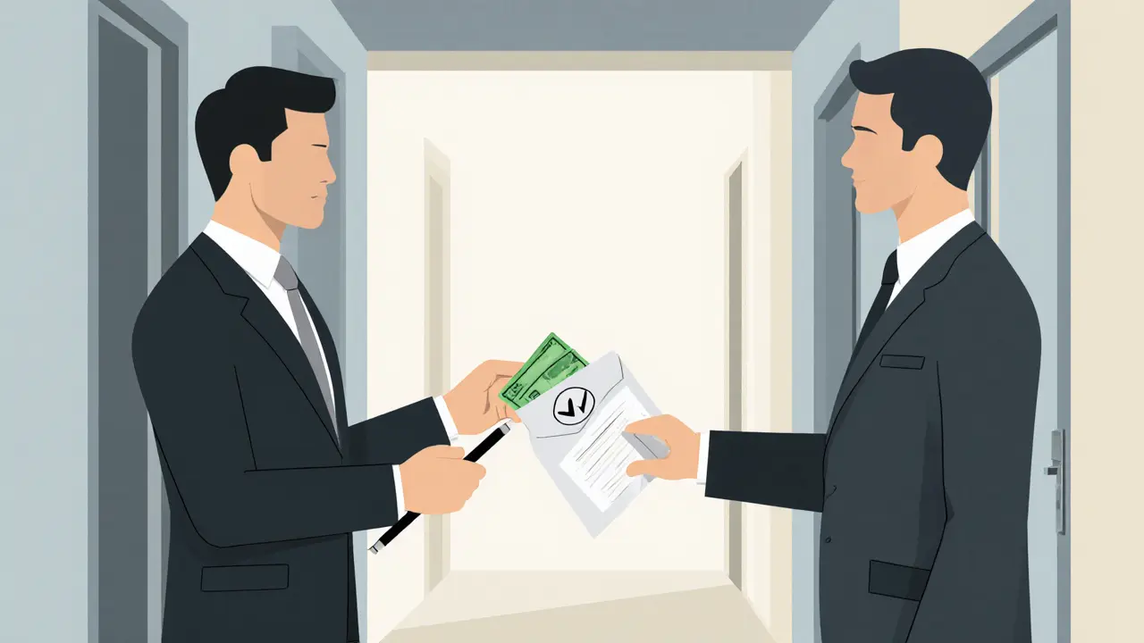 Третий свидетель наблюдает за передачей задатка между покупателем и продавцом в коридоре квартиры.