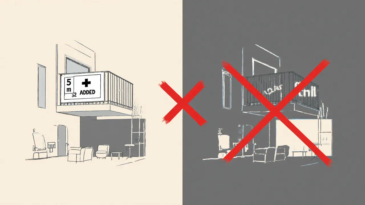 Сравнение завышенной площади квартиры с реальной с учетом коэффициентов балкона.