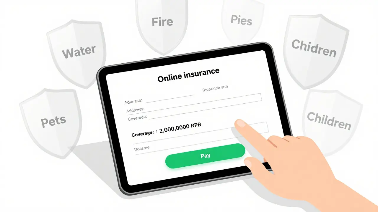 Арендатор оформляет страховку онлайн: указаны животные, сумма покрытия и кнопка оплаты.