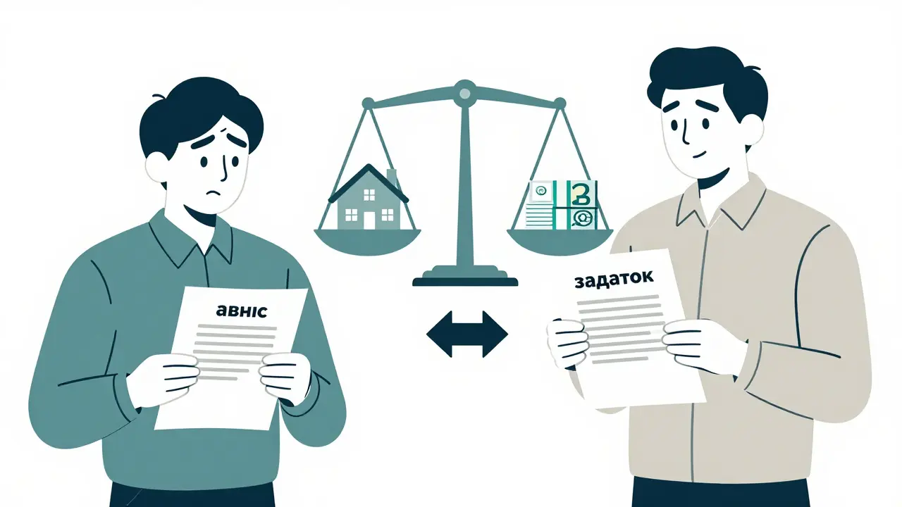 Сравнение аванса и задатка: один теряет деньги, другой получает двойной возврат.