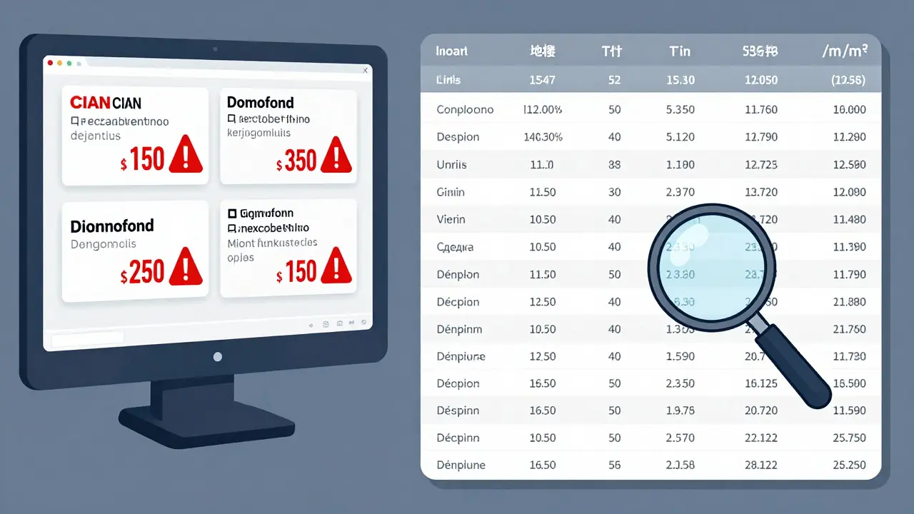 Сравнение: слева — перегруженные объявления с завышенными ценами, справа — чистая таблица реальных сделок.