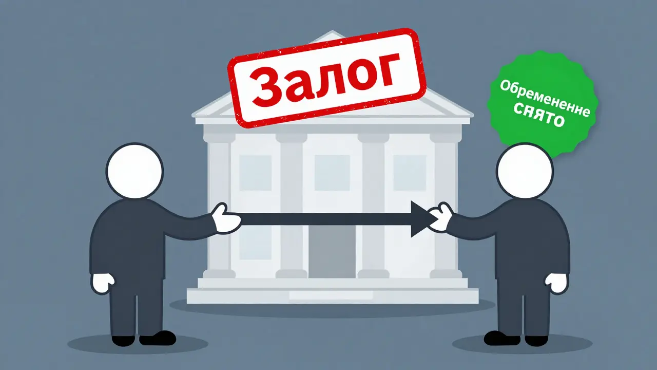 Трехсторонняя сделка: деньги от покупателя идут напрямую банку, обременение снимается.