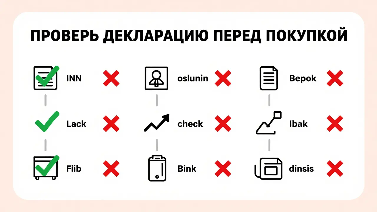 Инфографика с контрольными пунктами для проверки проектной декларации перед покупкой квартиры.