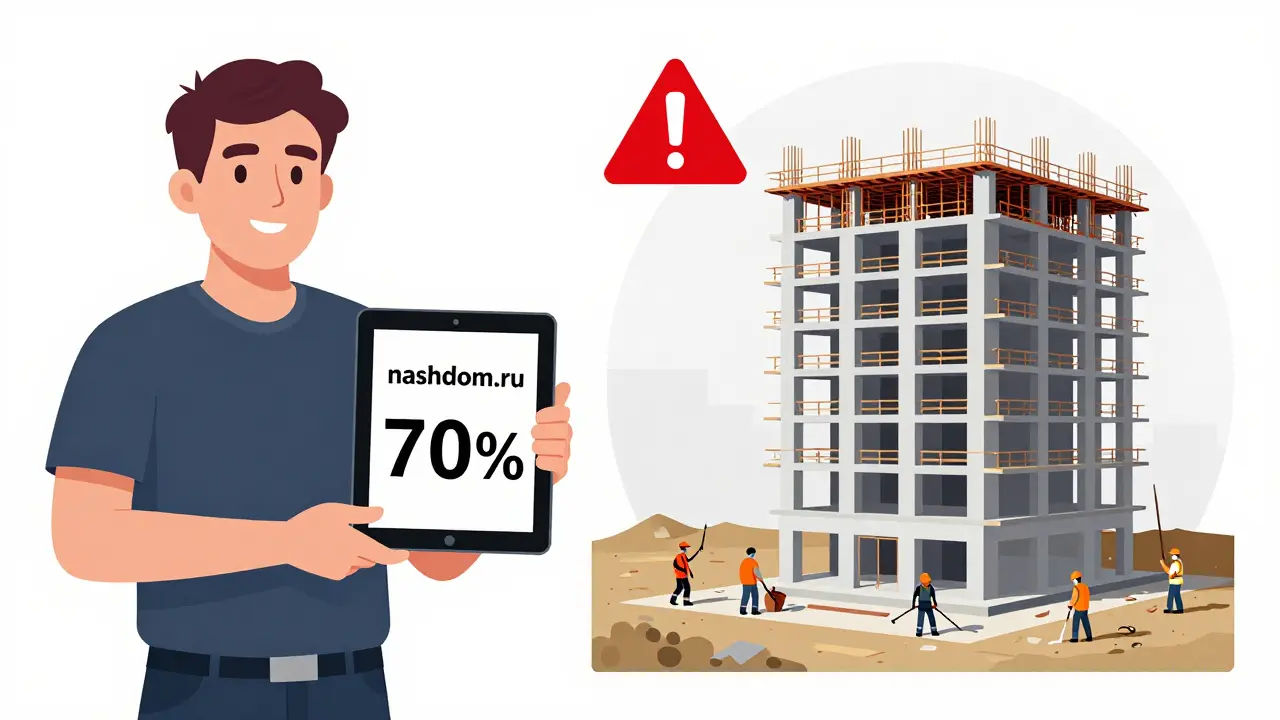 Контраст между реальным и ложным состоянием стройки на портале «наш.дом.рф».