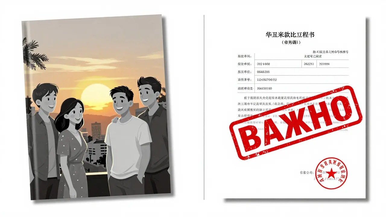 Сравнение рекламного буклета и официальной декларации с красной пометкой 'ВАЖНО'.