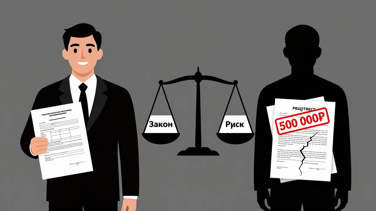 Два сценария: легальная регистрация и штраф за нарушение миграционного учета.