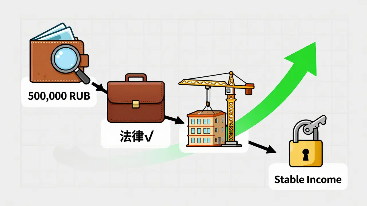 Пошаговый путь от малого капитала к стабильному доходу через исследование, юриста и строительство.