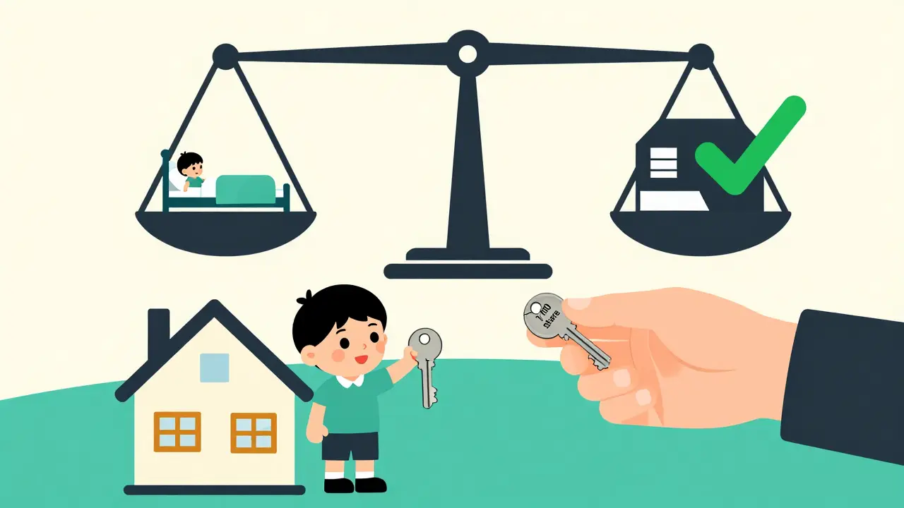 Ребёнок держит ключ от хорошей квартиры, взрослый пытается дать ему ключ от маленькой и испорченной комнаты.