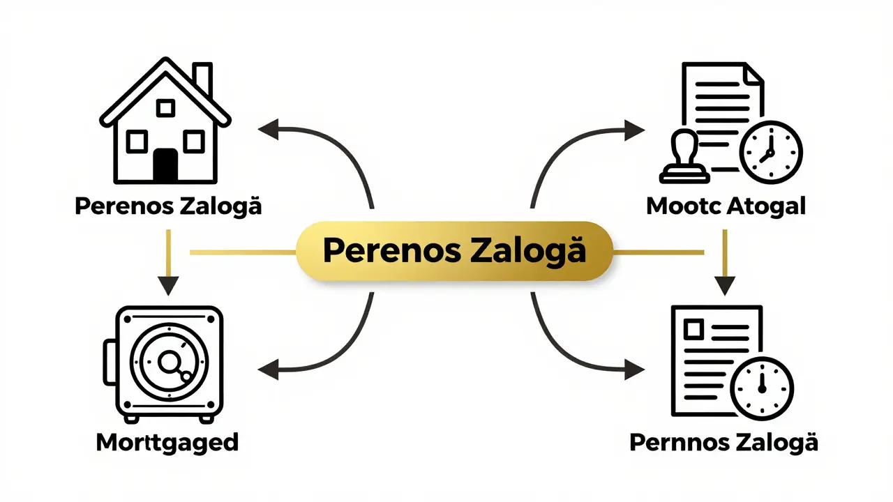 Четыре способа продажи ипотечной квартиры в виде схемы с геометрическими значками.
