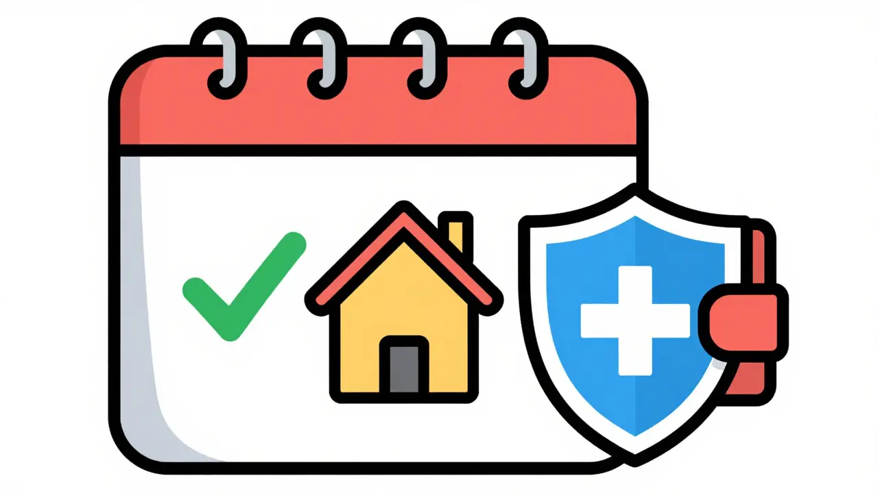 Календарь и щит, символизирующие освобождение от налога.