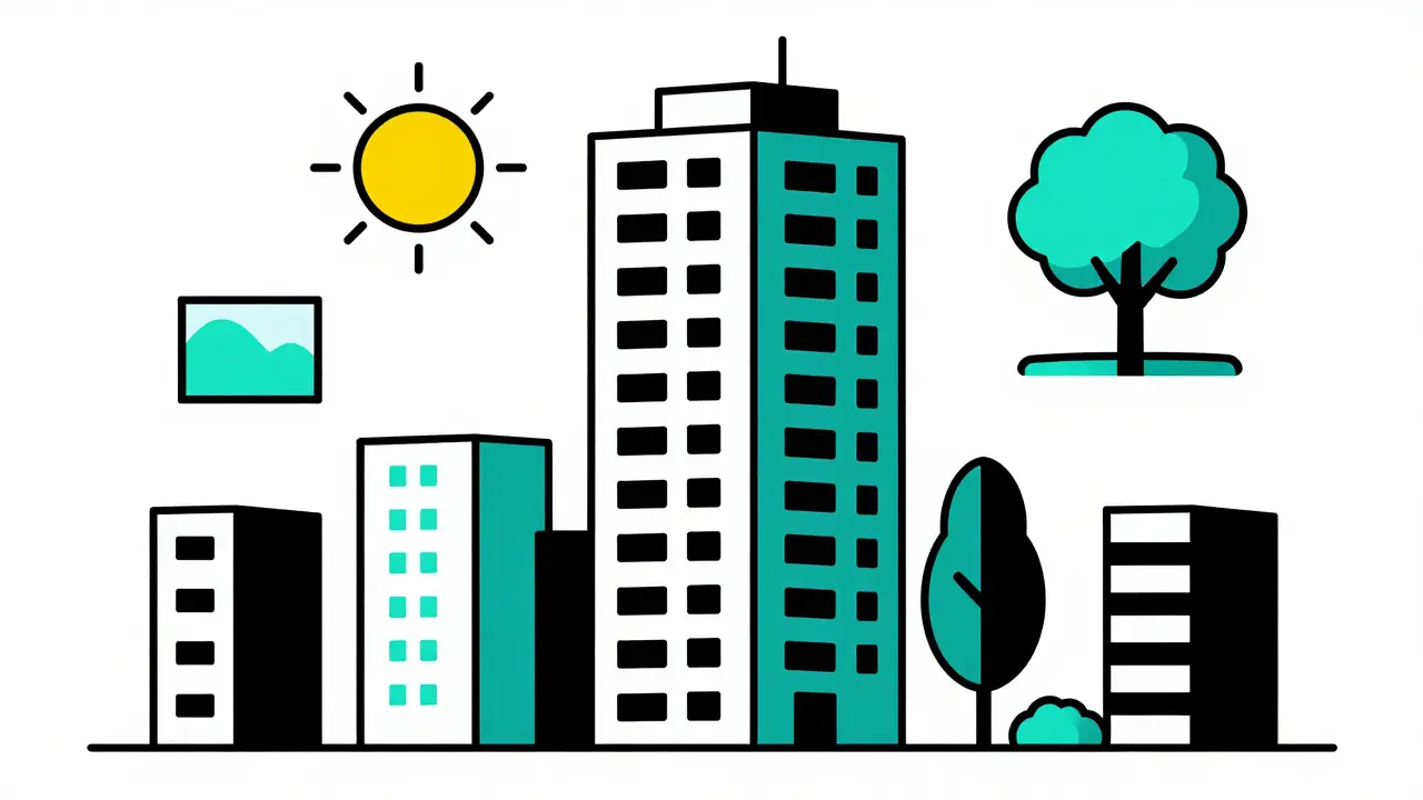 Схематичные иконки факторов цены вокруг дома