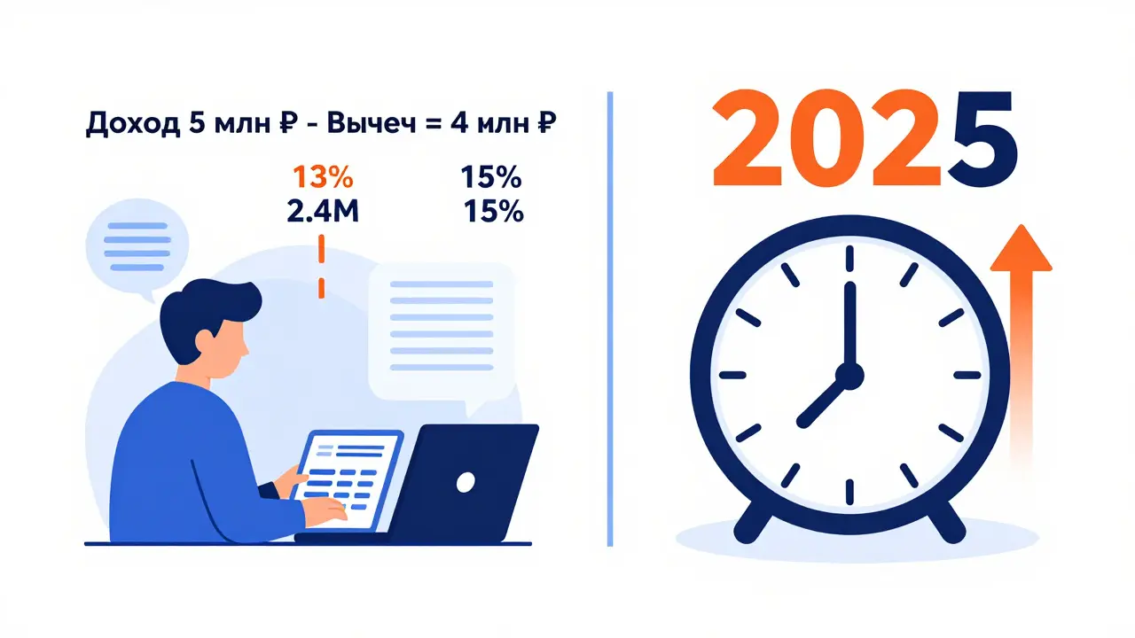 Сравнение налогообложения до и после 2025 года с прогрессивной ставкой для продажи комнаты