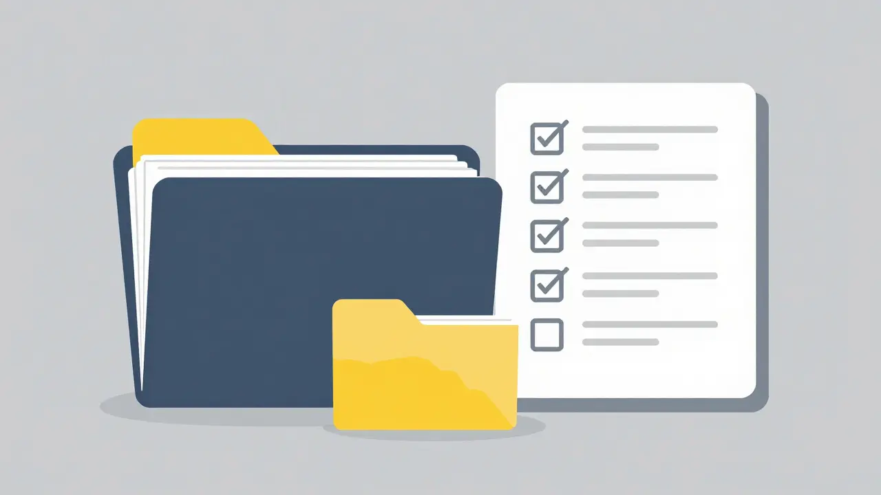 Векторные документы и список проверок на фоне сетки