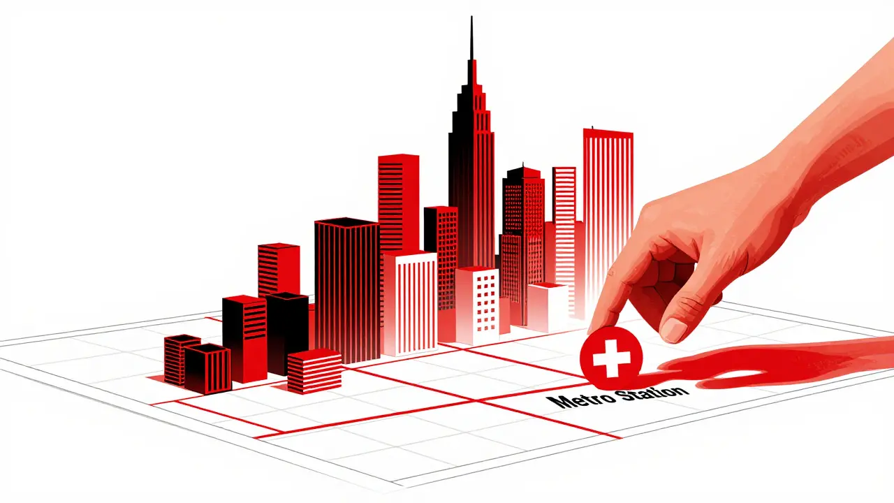 Концепция развития района и роста стоимости недвижимости на схематичной карте