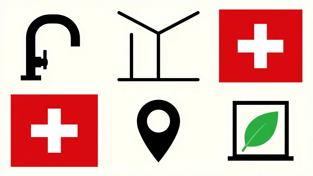 Минималистичные пиктограммы факторов, влияющих на стоимость квартиры: метро, вид из окна и ремонт.