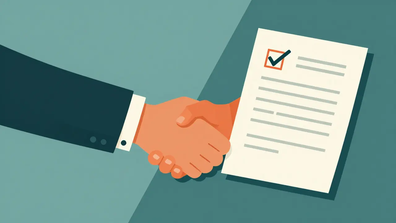 Схематичное изображение подписания соглашения о расторжении договора