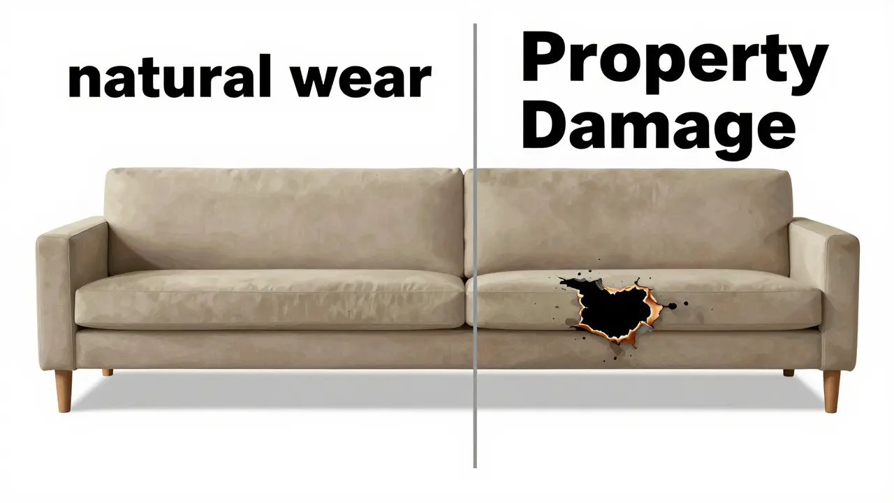 Сравнение естественного износа дивана и его преднамеренной порчи в стиле швейцарского дизайна
